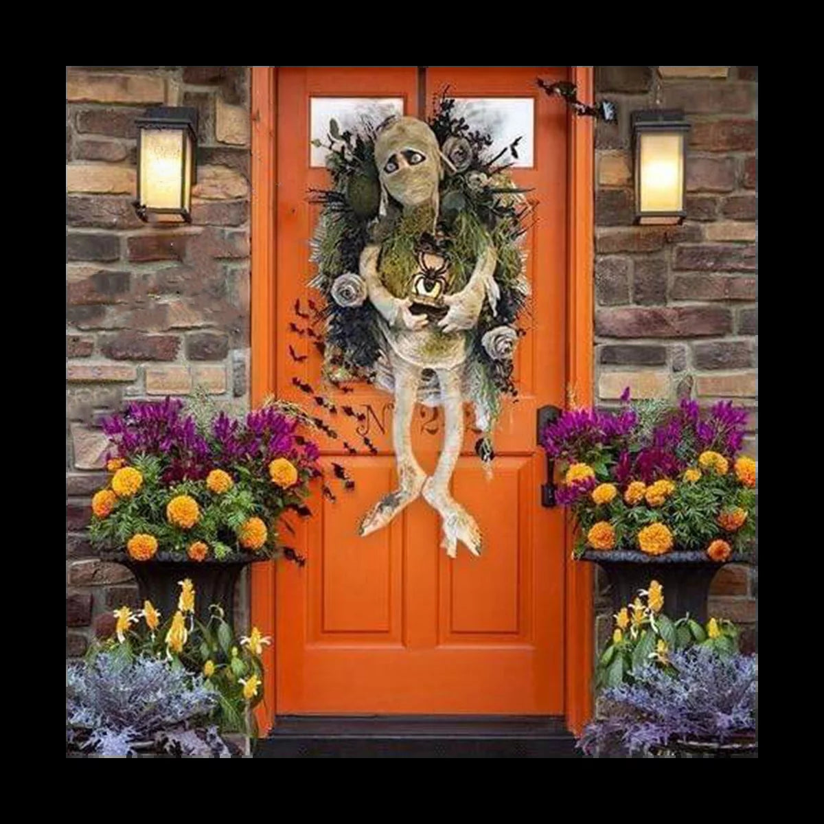 New Halloween Mummy Wreath for Front Door, Halloween Wreath Mummy Halloween Wreath Scary Halloween, Halloween Skull